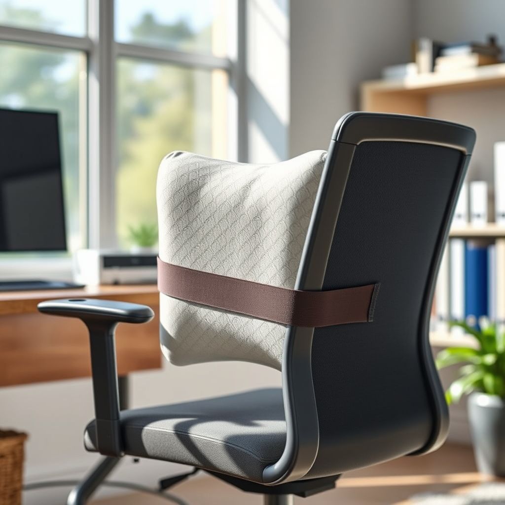 Lumbar support cushion - on office chair