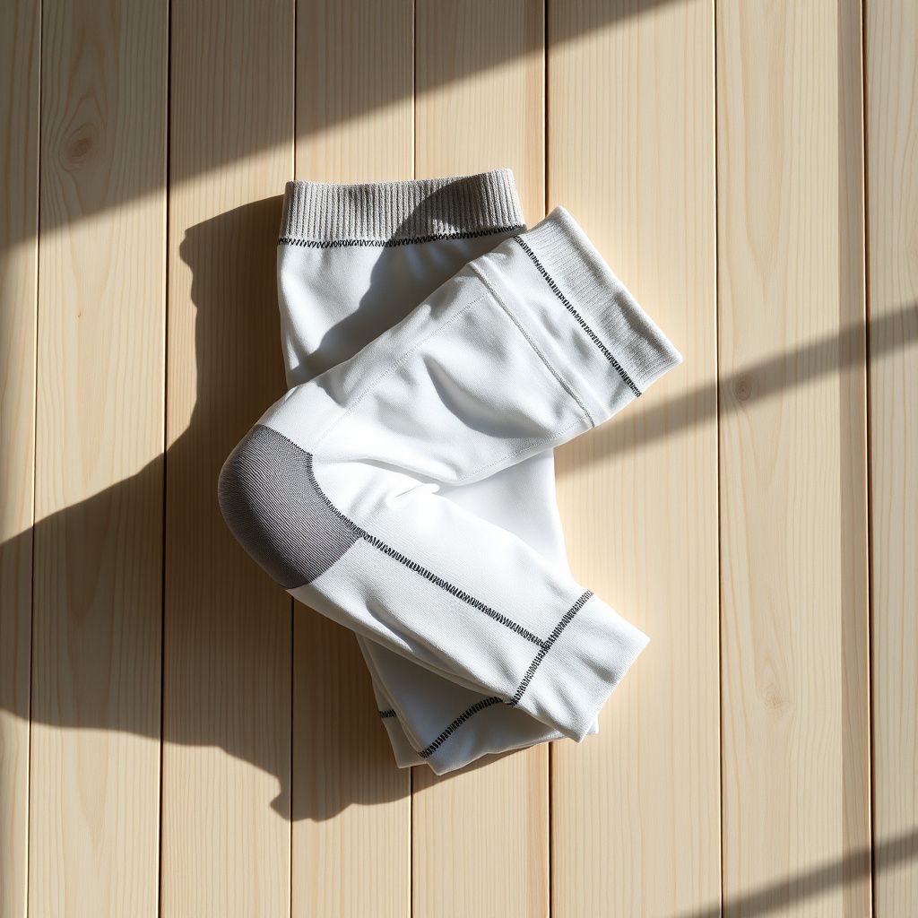 Folded pair of knee compression sleeves