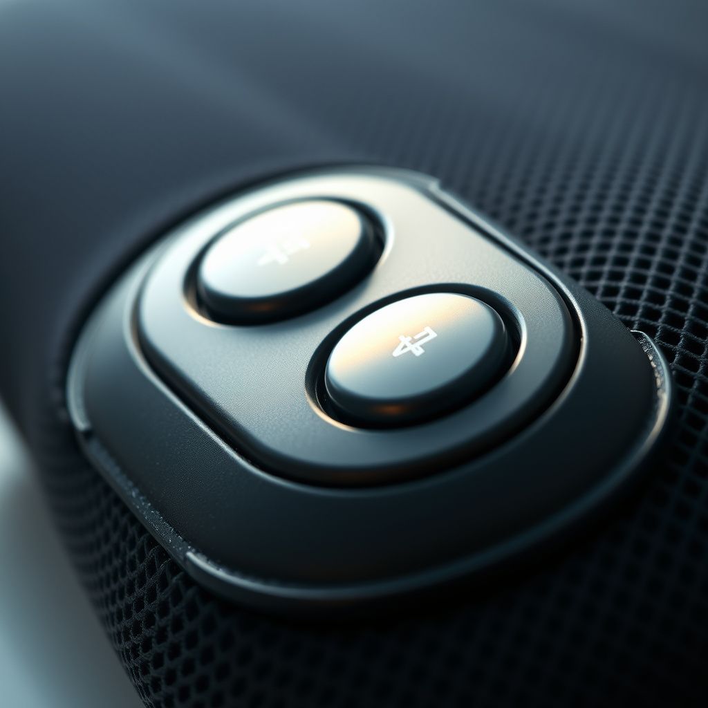 Close-up of massager pillow control buttons
