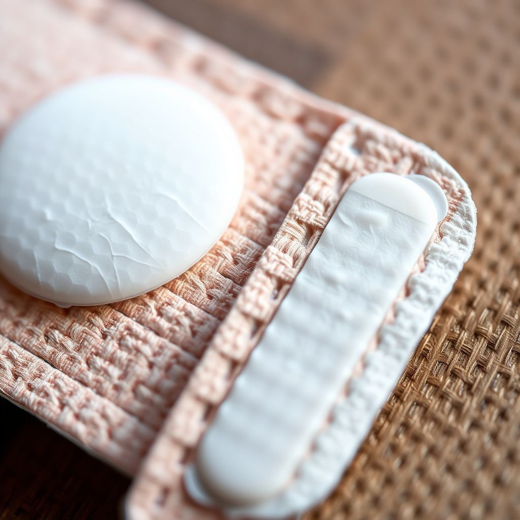 Close-up of pain relief patch texture